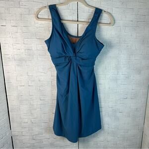 Shapermint Essentials Knot-Front Swimsuit Dress aqua modest beach summer coastal